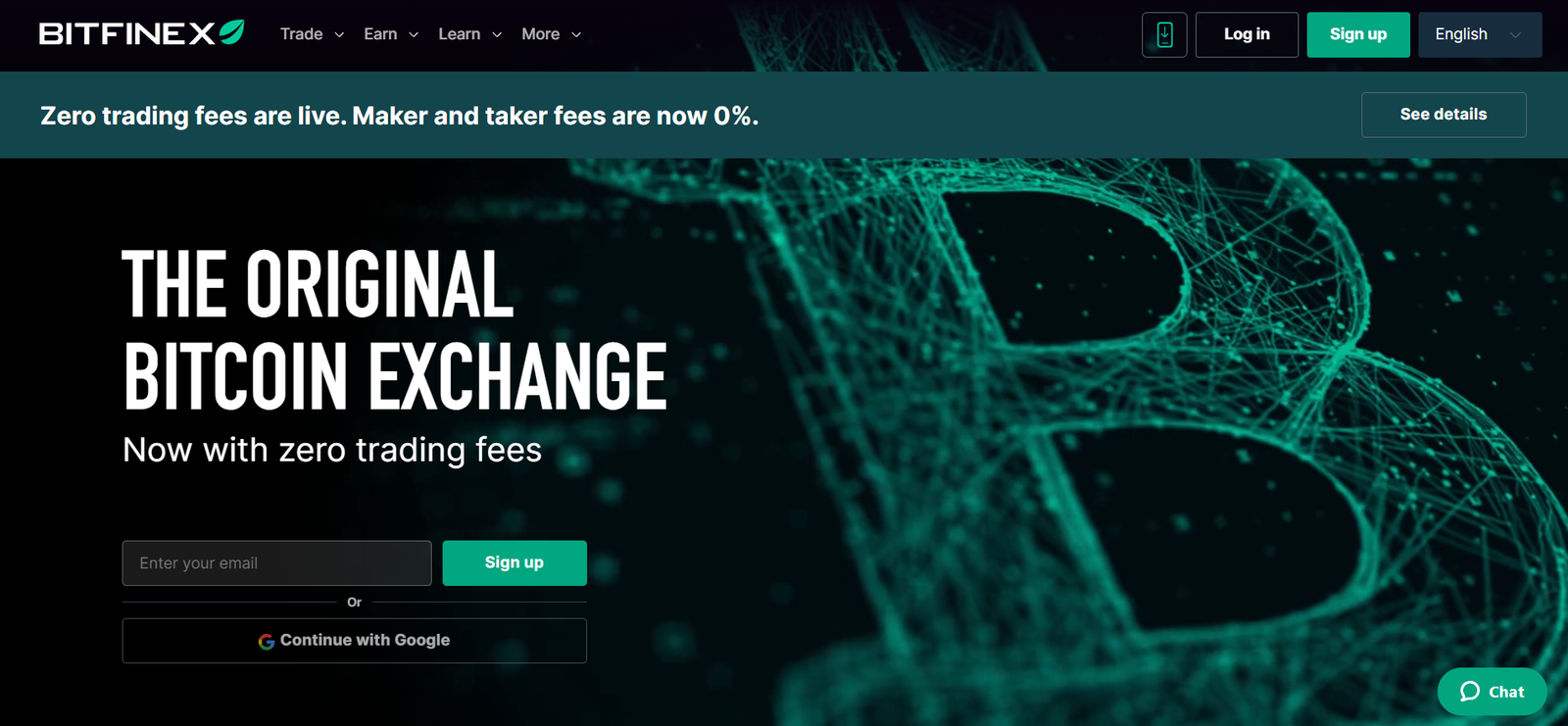 bitfinex exchange profile home page screenshot