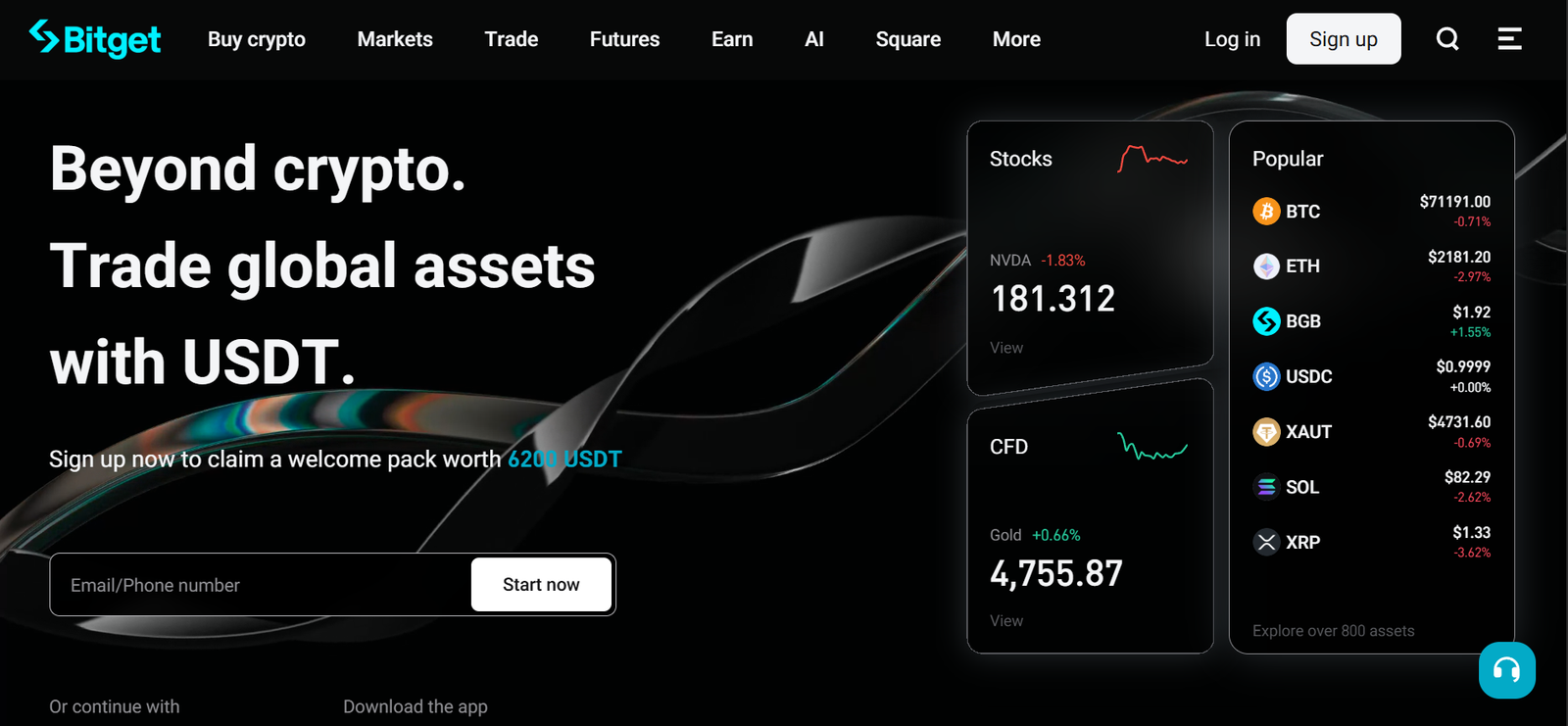 bitget exchange profile home page screenshot