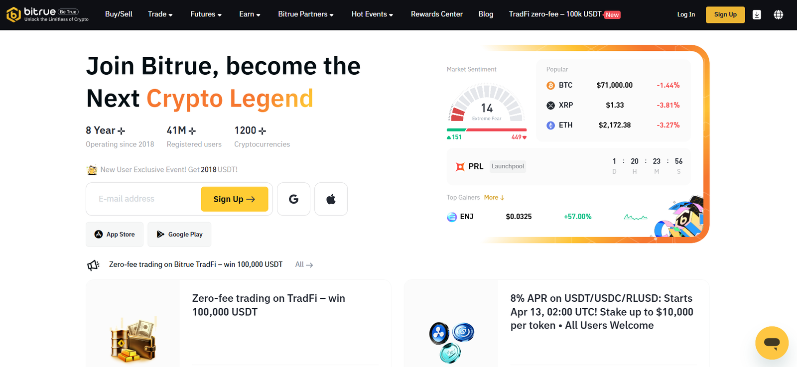 bitrue exchange profile home page screenshot