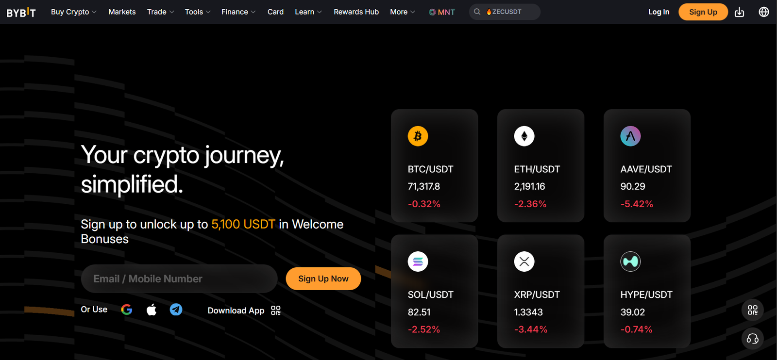 bybit exchange profile home page screenshot