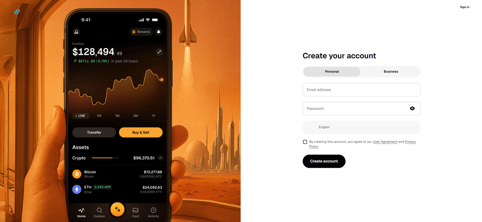 gemini exchange profile registration page screenshot