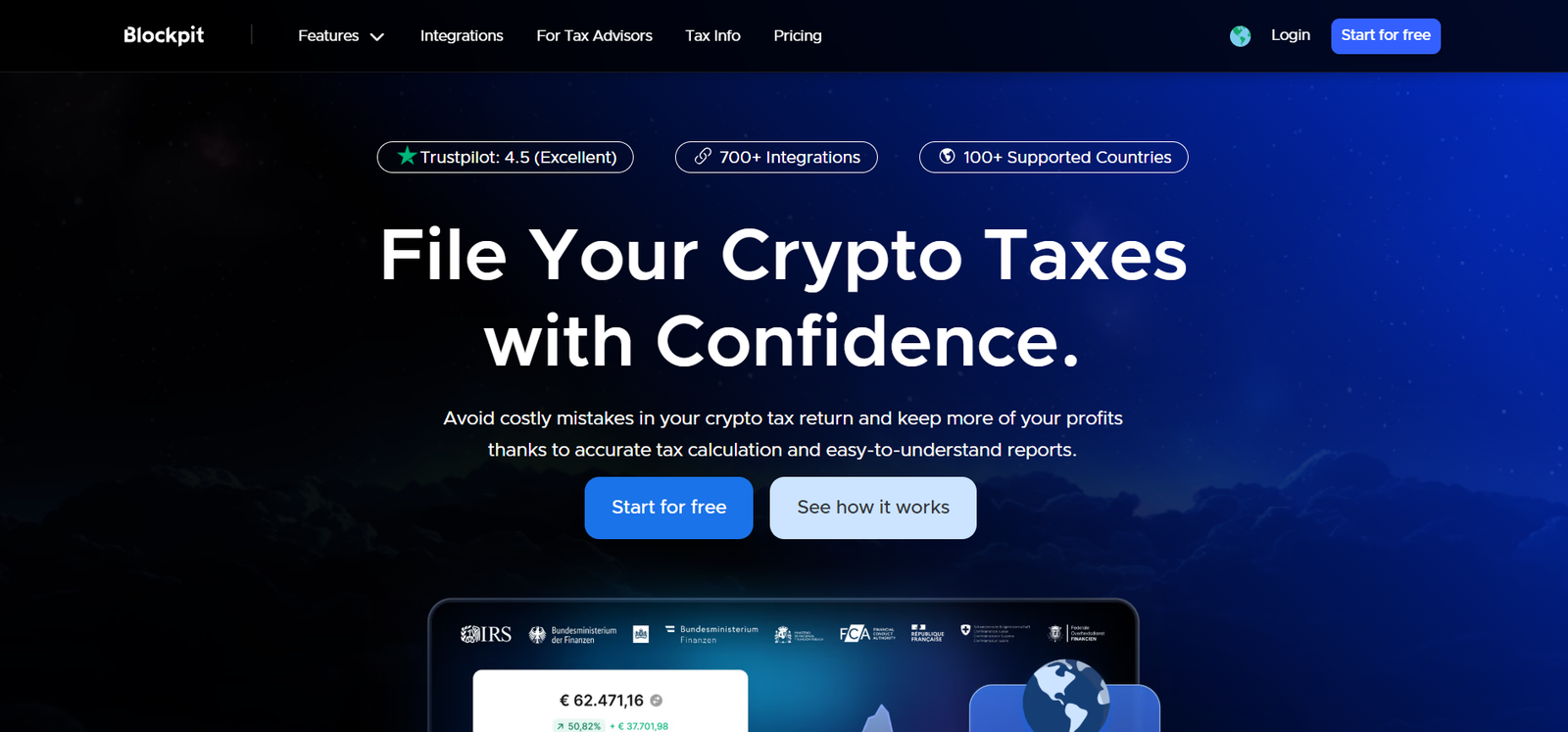 Blockpit - Crypto Tax Software Review blockpit crypto tax software profile home page screenshot