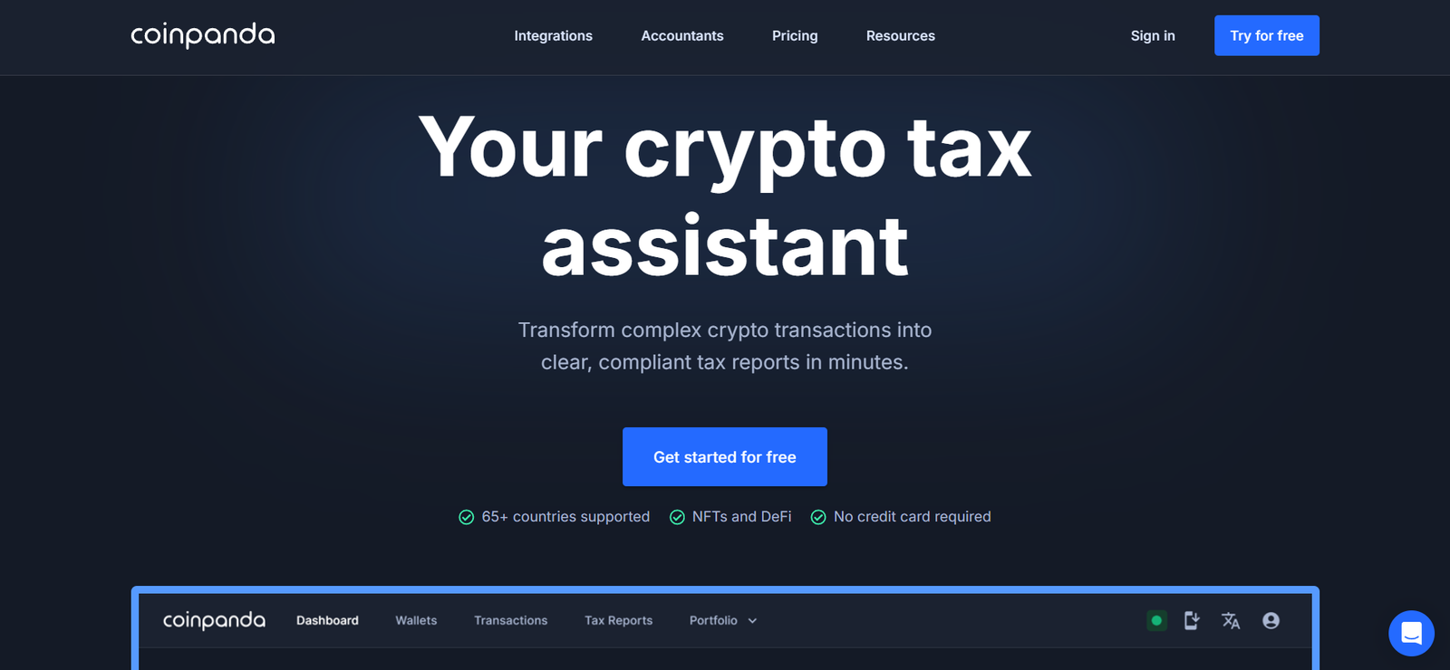 Coinpanda - Crypto Tax Software Review coinpanda crypto tax software profile home page screenshot
