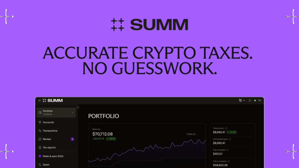 Summ - Crypto Tax Software Review crypto tax software review summ banner