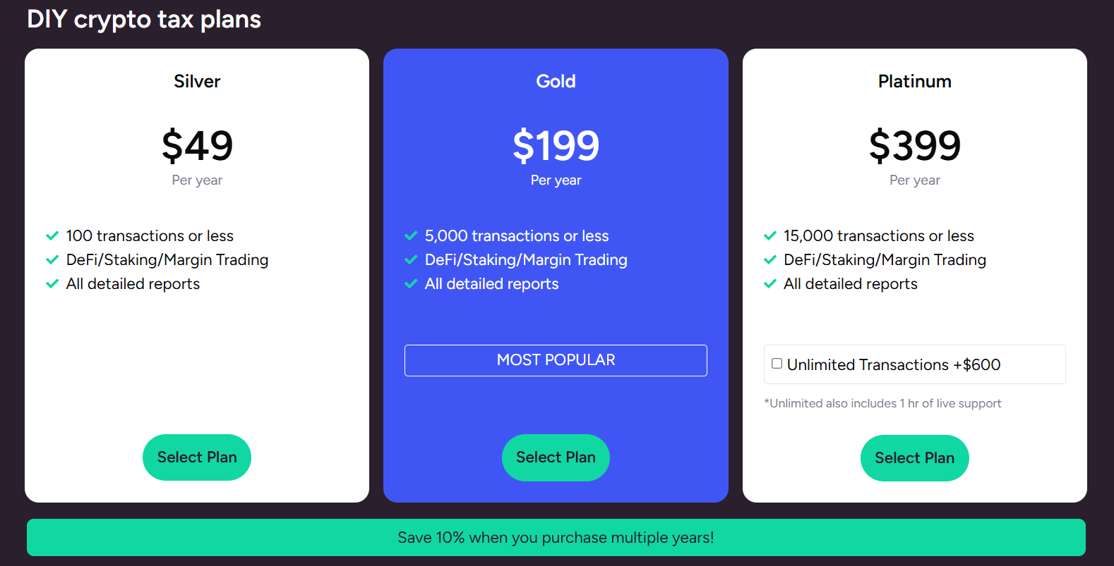 ZenLedger - Crypto Tax Software Review zenledger crypto tax software profile pricing table screenshot